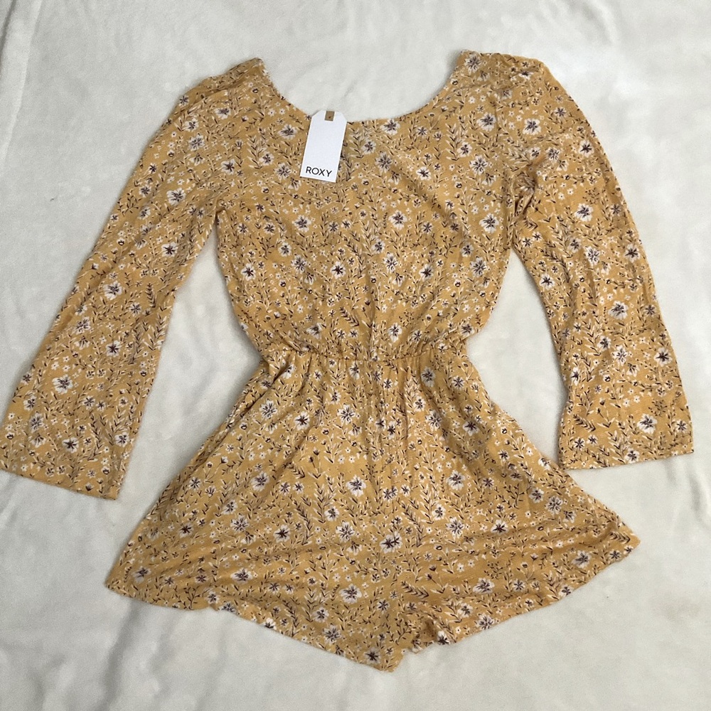 NWT Roxy Beach Chiller Yellow Floral Romper | Junior Large